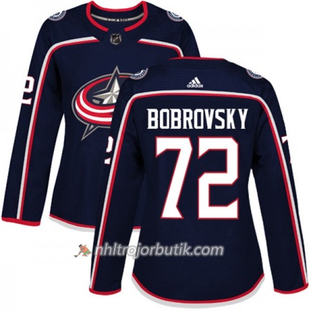 Dame Ishockey Columbus Blue Jackets Tröja Sergei Bobrovsky 72 Adidas 2017-2018 Marinblå Authentic
